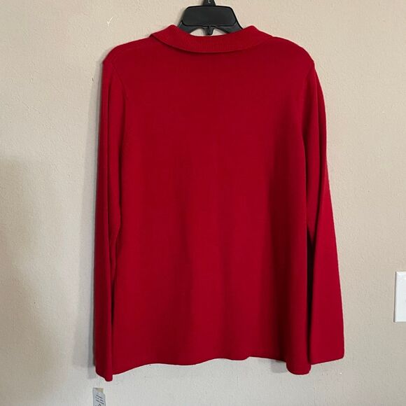 Allison Daley Women's Sweater Red Size M Long Sleeve Zip Christmas Snow Flakes - Picture 7 of 7